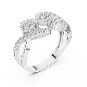 jewels 14K Rose Gold Floral Cluster <b>Diamond</b> <b>Ring</b> for Women Elegant Twist Design - Product Image 2