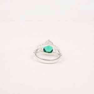 Handmade Rhodium Plated Luxury Green Emerald Ring 925 Sterling Silver Pear Gemstone Jewelry Elegant Gift for Women Boho Design - Product Image 6