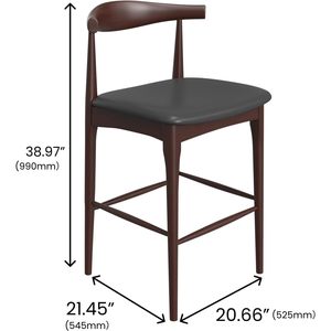 Lot de 2 tabourets coudés en bois avec siège rembourré en cuir synthétique PU noir pour cuisine, salle à manger, bar ou bar. - Product Image 5