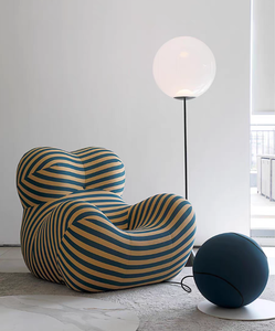 Modern Striped Lounge <b>Chair</b> Fabric Upholstery Contemporary Design Soft Comfort Living Room Furniture - Product Image 2