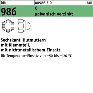 Écrou à tête hexagonale DIN 986 M5-6 électrogalvanisé 100 pièces - Product Image 1