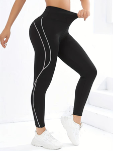 Leggings de sport pour femmes, en maille unie, pour la gym et le yoga, taille haute, effet lifting des fesses, taille élastique, respirants, antibactériens, écologiques - Product Image 4
