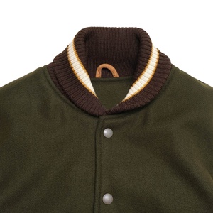 Custom Logo Men's Wool Varsity Jacket Leather Sleeves Satin Lining Classic Vintage Baseball CollegeBaseballjacket for men - Product Image 4