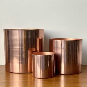 Pure Copper Material High Quality New Design Set of 3 Metal Cylinder Shape Candle <b>Jar</b> Candle Vessel Home Decor - Product Image 6