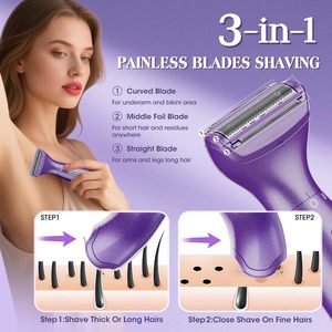Maquinilla de Afeitar Eléctrica USB para Mujeres y Hombres, Resistente al Agua IPX5, Cuchilla de Acero Inoxidable, Idioma Francés, para Depilación Corporal - Product Image 6