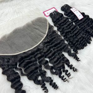 Wholesale Raw Cuticle Aligned Hair 100 Virgin Human Hair Mink Brazilian Hair Body <b>Twist</b> Curly 3 Bundles With Lace Frontal - Product Image 5
