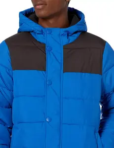 Blouson d'hiver décontracté et confortable pour homme, doublé matelassé, chaud, avec fermeture éclair, poches, capuche, style streetwear, vêtements de randonnée - Product Image 4