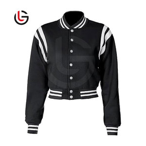 Chaqueta de Letterman recortada de alta calidad para mujer con logotipo personalizado, la mejor chaqueta de Letterman recortada de tela para mujer - Product Image 1