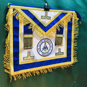 Delantal Masónico Azul y Dorado de Alta Calidad, Delantal de Logia Bordado a Mano con Flecos Dorados para Maestro Masón - Product Image 4