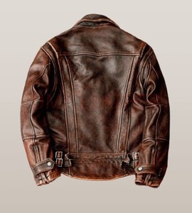 Veste en cuir véritable pour hommes et femmes avec fausse fourrure fabriquée à partir de toile durable Classy Vintage - Product Image 2