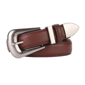 Ceinture en cuir véritable rouge avec boucle rectangulaire argentée, style décontracté, couleur unie, design durable, logo personnalisé - Product Image 2