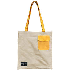Bolsa de Mano de Algodón Color Blanco Hueso con Cierre de Cremallera - Product Image 5