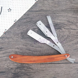 Hoja de afeitar de salón de corte recto profesional de alta calidad, acero inoxidable alemán, madera, reutilizable, ligera, MEDIFY - Product Image 6