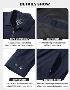 Cortavientos para hombre de alta calidad, chaquetas con cuello suelto y cremallera completa, abrigo informal con bolsillos con cremallera - Product Image 4