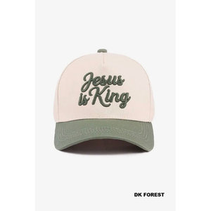 Gorra de Lona Edición Bosque Casual con la Frase 'Jesus Is King' para Uso Diario - Product Image 1