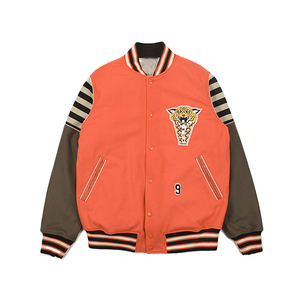 เสื้อแจ็กเก็ตเบสบอลวิทยาลัยสำหรับผู้ชายเสื้อแจ็กเก็ตบอมเบอร์แจ็คเก็ตแขนหนังมีตัวอักษรเลตเทอร์แมนขายส่ง - Product Image 1