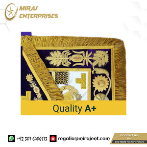 BRODERIE À MAIN EN OR VIOLET-TABLIER GRAND MASTER BLUE LODGE Fournisseur de tabliers maçonniques à séchage rapide - Product Image 4