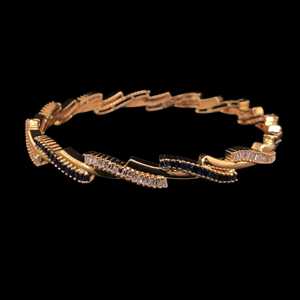 Elegant Sandra 18Kt Yellow <b>Gold</b> 2.26 Cts Gemstone Diamond Bangle <b>Bracelet</b> with BIS Hallmarked Certification - Product Image 2