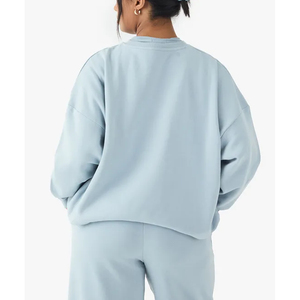 Gran oferta de alta calidad, suéter en blanco de gran tamaño, sudadera para mujer, sudadera de manga larga de lana gruesa azul cielo sólido, sudadera de talla grande - Product Image 3