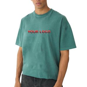 Camiseta de Algodón Grueso Transpirable de Manga Corta, Top Oversize de Color Verde Azulado a la Moda, Personalizable con Marca, Material 100% Algodón Premium - Product Image 1