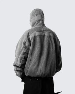 New Balaclava <b>Hoodies</b> for Men Washed Cotton Cardigan Ninja Pullover Zipper Raw Edge Retro Streetwear <b>Couple</b> LLU - Product Image 4