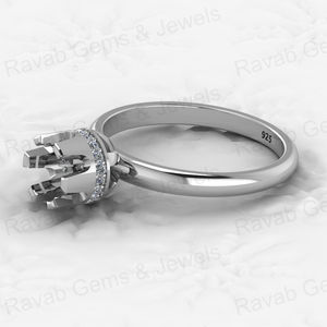Genuine High Quality Solid 925 Sterling Silver Solitaire Semi Mount Prong Setting <b>Ring</b> Customizable <b>for</b> <b>Ashes</b> Resin Jewelry - Product Image 4