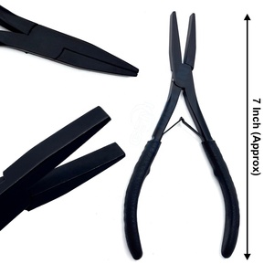 Pince à bec plat professionnelle pour extensions de cheveux GEMSTONE ENTERPRISES, en acier inoxydable noir, durable, réutilisable, logo personnalisé, usage en salon - Product Image 1