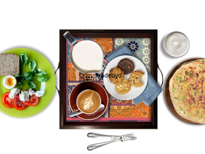 Bandeja de Servicio de Madera Moderna de Primera Calidad Tradebyd, Hecha a Mano, Duradera, Móvil, para Comer, Desayunar, Café, Té y para un Hogar Elegante - Product Image 2