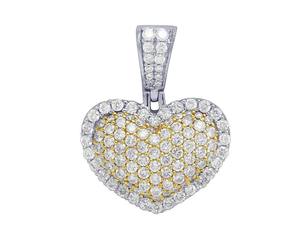 Pendentif Cœur Tendance en Argent Sterling Plaqué Or de Luxe avec Moissanite et Diamants, Idéal pour Femme, Cadeau de Fiançailles - Product Image 1