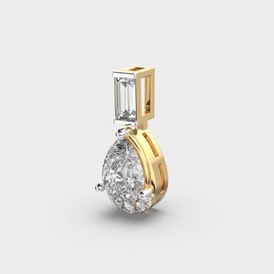 Collier avec pendentif en diamant de taille ronde mélangée cultivée en laboratoire, en or jaune, blanc et rose 14 carats plaqué rhodium, style ethnique - Product Image 3