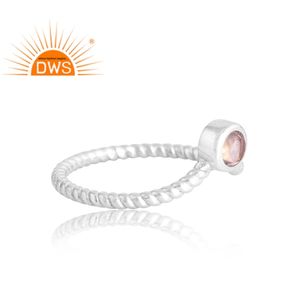 Dernière vente 925 argent Sterling naturel Rose Quartz pierres précieuses bague bijoux pour femmes cadeau pour elle - Product Image 4