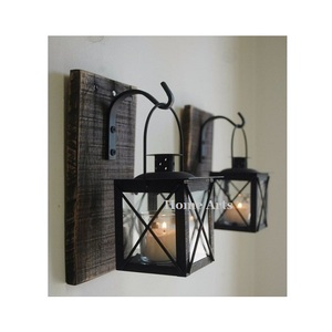 Linterna de hierro y vidrio hecha a mano, linterna de color negro de diseño estándar para uso en bodas y fiestas de cumpleaños - Product Image 2