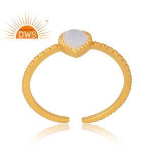 Venta caliente 925 Plata de Ley 18K chapado en oro Natural Arco Iris Luna piedra preciosa anillo Demi joyería fina para mujeres - Product Image 1