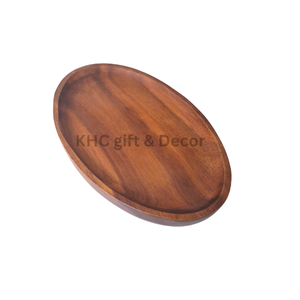 Plateau à fruits secs en bois d'acacia Assiettes à collation décoratives irrégulières naturelles en bois pour les plats et assiettes de fête - Product Image 6