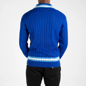 Nouvelle mode couleur unie Cabel tricot Cricket col en v pull pull automne et hiver utiliser câble tricoté pull de Cricket - Product Image 3