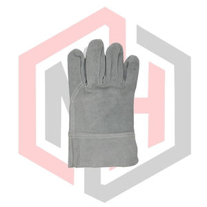 Suede Leather Smooth Texture <b>Knit</b> Wrist Work <b>Gloves</b> 11 oz Silicone-free Powder-free Welding Short Length Heat Fire Resistant - Product Image 3