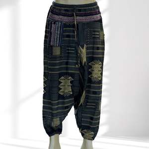 Lightweight 100% Cotton Breathable Eco-Friendly Summer <b>Pants</b> Mhong Style Elastic Waist Closure Casual Canvas Tribal Trousers - Product Image 6