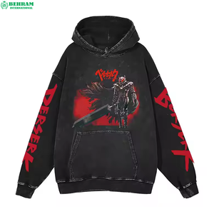 Sweat à capuche vintage en coton de qualité supérieure, style streetwear, imprimé anime DTG, doublure polaire, écologique, pour homme, hiver - Product Image 3