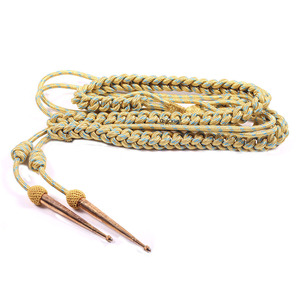 Uniforme Ceremonial de Algodón Torcido Personalizado, Aiguillettes de Hombro, Color Azul Cielo y Dorado - Product Image 1