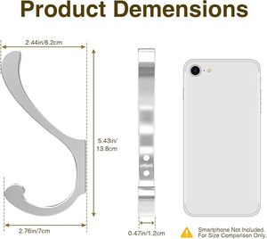 Large <b>Wall</b>-Mounted Chrome Coat <b>Rack</b> Aluminium Coat Hanger for Clothing Keys Bags Hats-for Office Use With Wood Brass Materials - Product Image 3