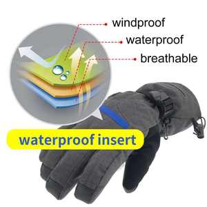 Gants de ski en cuir imperméables avec doublure chauffante, équipement de sport d'hiver en plein air, compatibles avec les écrans tactiles pour le snowboard et le ski - Product Image 5