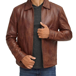 Veste bomber en cuir de vache véritable vieilli pour homme, style vintage, design classique, imperméable et coupe-vent, OEM - Product Image 1
