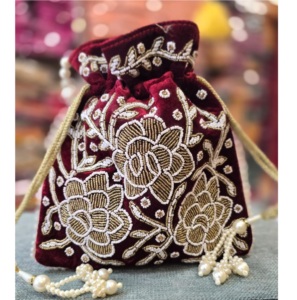 Hecho a mano hermosa flor India espejo trabajo bordado Mini moda Potli bolsa para mujeres para boda y regalo - Product Image 4