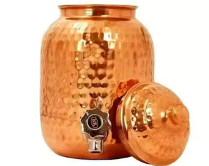 Botella de Agua Ecológica de Cobre Estilo Vintage con Tapa y Acabado Natural para Regalos y Uso Diario - Product Image 6