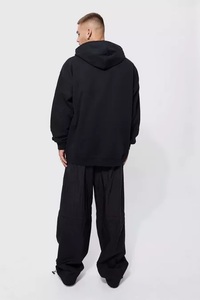 Men's 100% Cotton Acid Wash Pullover Hoodie Breathable Long Sleeve Graphic Printed Oversize Wholesale <b>Black</b> <b>Fleece</b> - Product Image 6