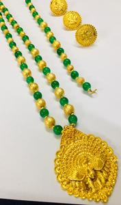 Conjunto de pavo real de pluma abierta de la mejor calidad, tela India Africana chapada en oro de 24 quilates, joyería de moda, Perla de plata de 24 quilates en forma de cruz de Dubái - Product Image 2