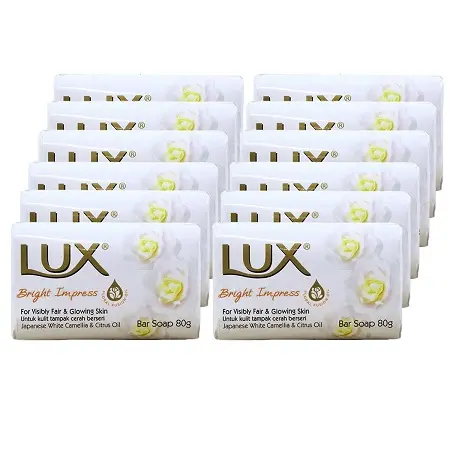 Lux Bright Impress Soap Bar 80g (12パック) 、日本の白いツバキと柑橘類のオイル