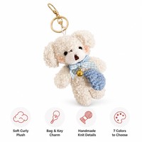 Gantungan Kunci Beruang Bulu Ramah Lingkungan Grosir, Liontin Anjing Bulu Keriting Lucu, Hiasan Tas, Dekorasi Tas Sekolah, Hadiah Anak 11cm Logo Custom