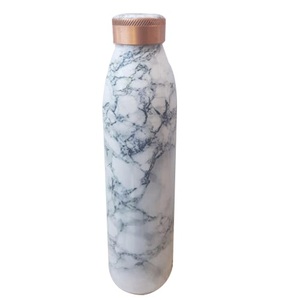 Bouteille d'eau en cuivre en métal imprimé en émail bleu Couvercle anti-fuite avancé Bouteille en cuivre de yoga Style unique pour bouteille d'eau potable - Product Image 4