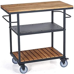 High Quality Hotel Tea Coffee <b>Trolley</b> Rolling <b>Wheel</b> Storage Rack Table Handcrafted <b>Metal</b> Furniture for Restaurant Living Room - Product Image 3